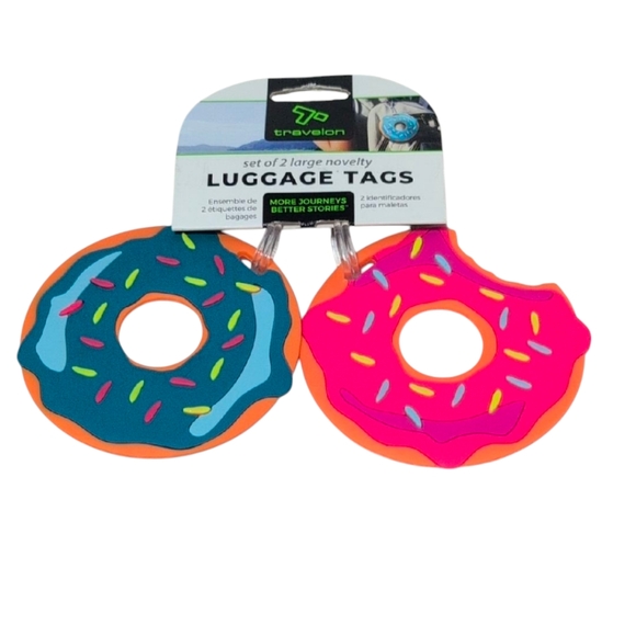 Travelon Handbags - Travelon Donut Luggage Tags - Pink and Teal